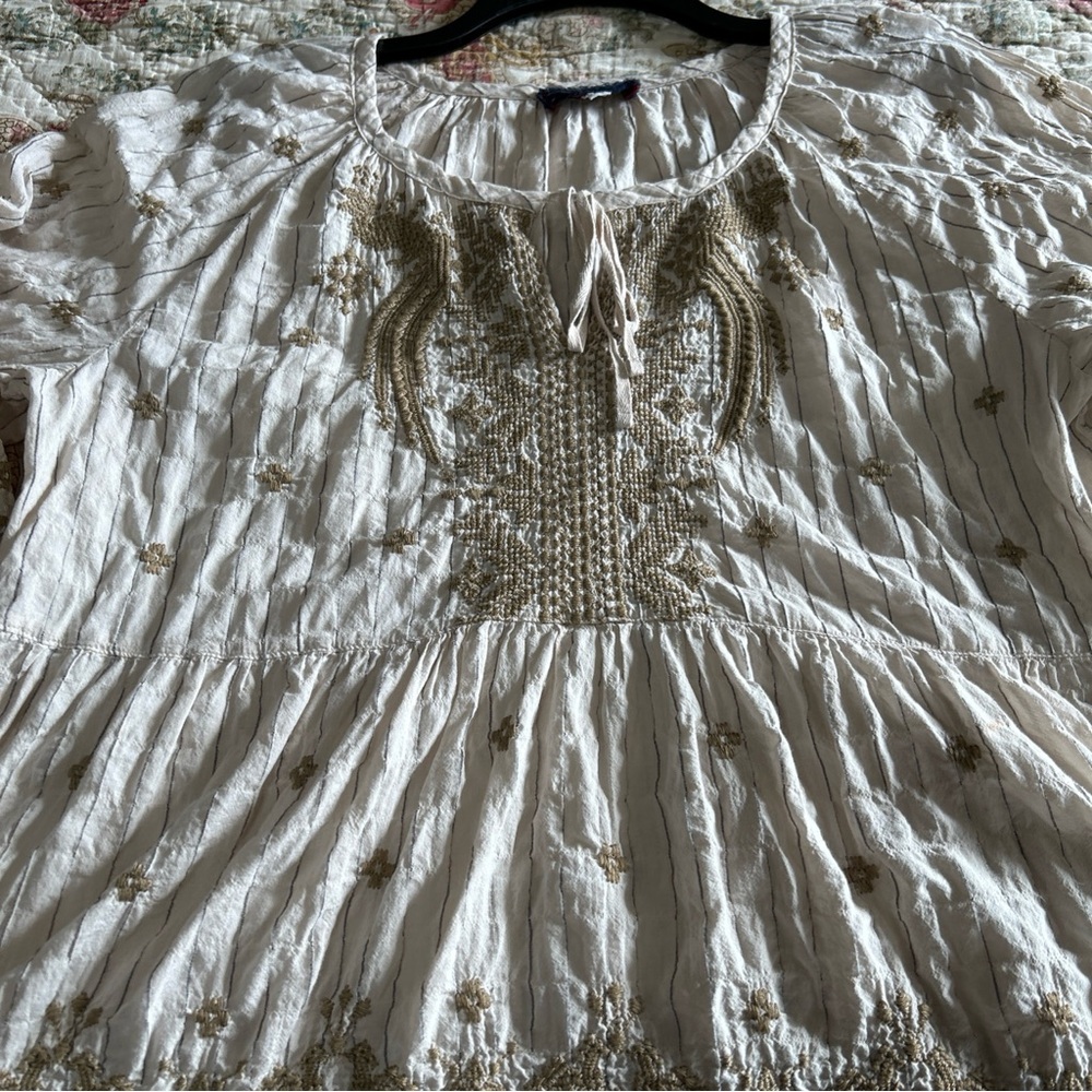 Vintage Johnny Was Workshop Embroidered tan Women's Top Sz xl - Picture 10 of 16